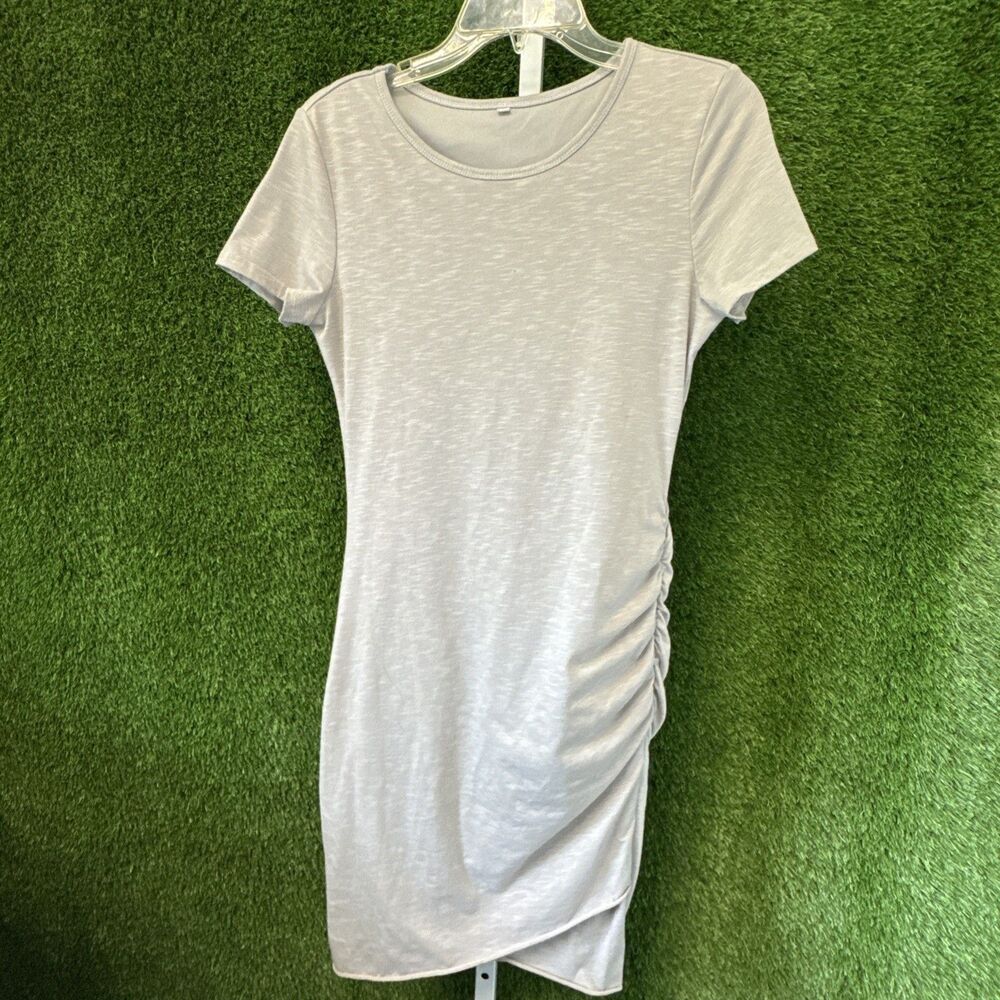Unbranded Knee Length Beige Ruched Sheath Dress ~ Sz S ~ Short Sleeve